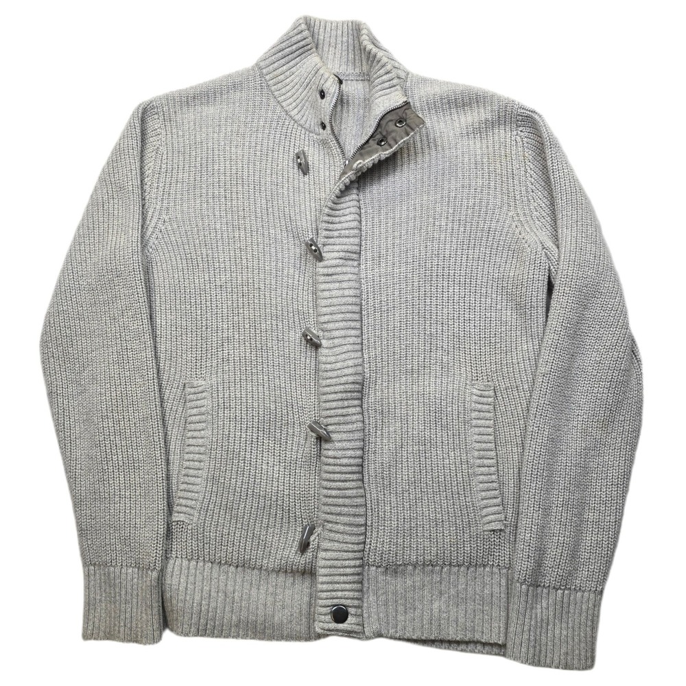 Banana Republic Toggle‎ Cardigan Sweater Mens Large Gray Knit Mock Neck Zip